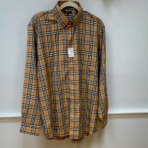 Burberry Beige and Black Checkered Dress Shirt ( NEW, 100% Authentic)